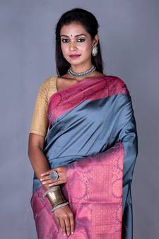Vanarasi heavy zari plain silk saree