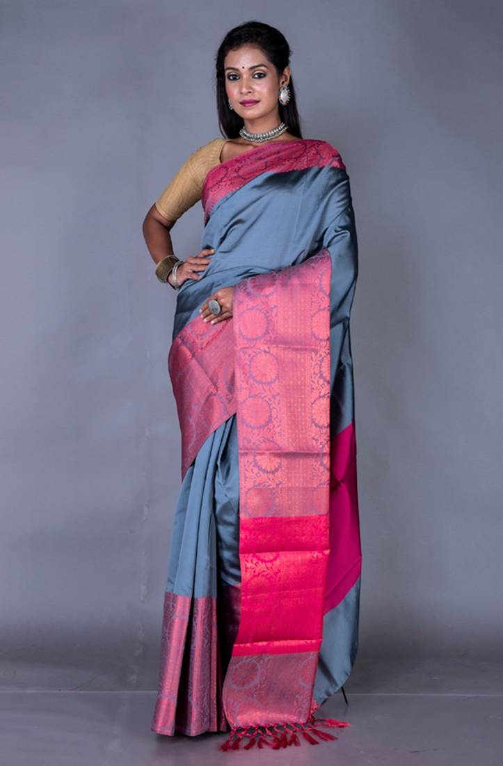 Vanarasi heavy zari plain silk saree