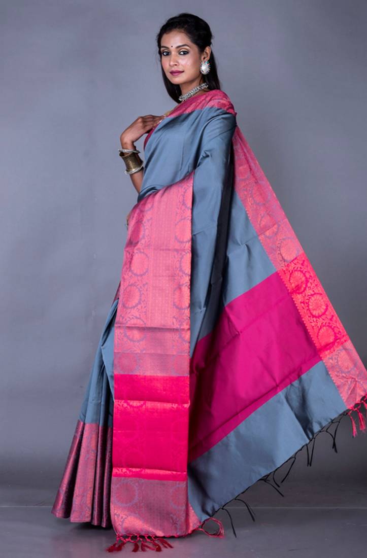 Vanarasi heavy zari plain silk saree