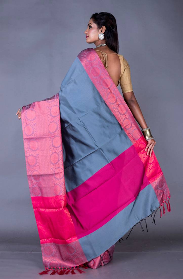 Vanarasi heavy zari plain silk saree