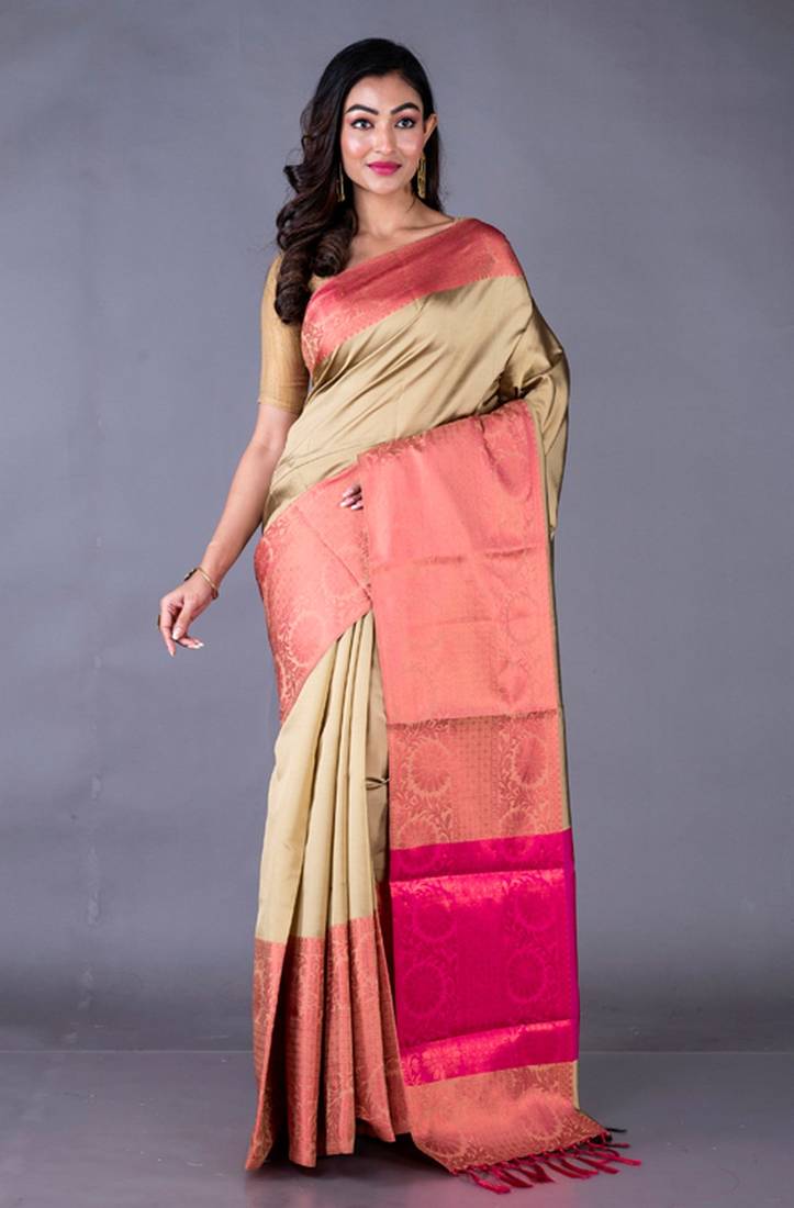 Vanarasi heavy zari plain silk saree