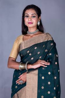 Vanarasi chanderi silk kota saree zari border and pallu