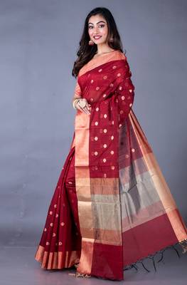 Vanarasi chanderi silk kota saree zari border and pallu 1
