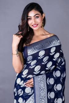 Georgette jacard heavy zari saree