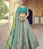 Multicolor embroidered silk semi stitched lehenga
