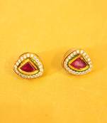 Ruby Kundan Meenakari Diamond Look Studs