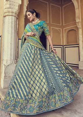 Multicolor embroidered silk semi stitched lehenga 2