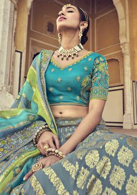 Multicolor embroidered silk semi stitched lehenga 3