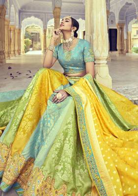 Multicolor embroidered silk semi stitched lehenga 2