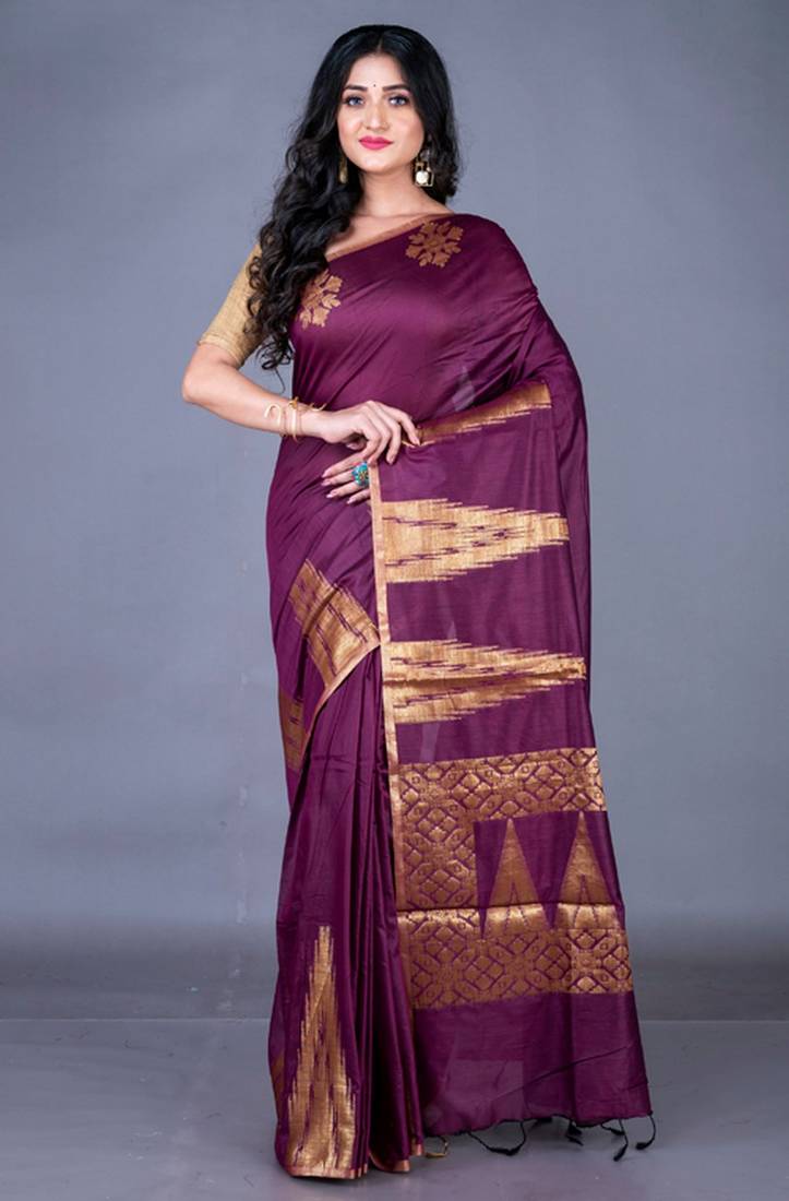 Vanarasi south chanderi silk temple border saree