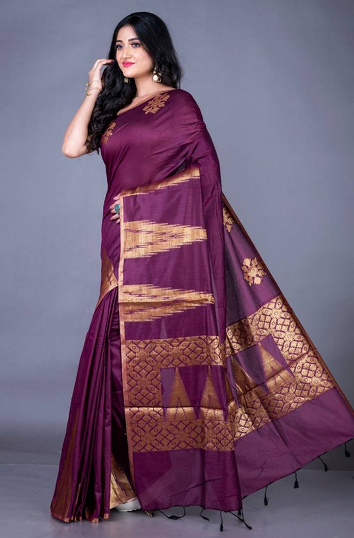 Vanarasi south chanderi silk temple border saree