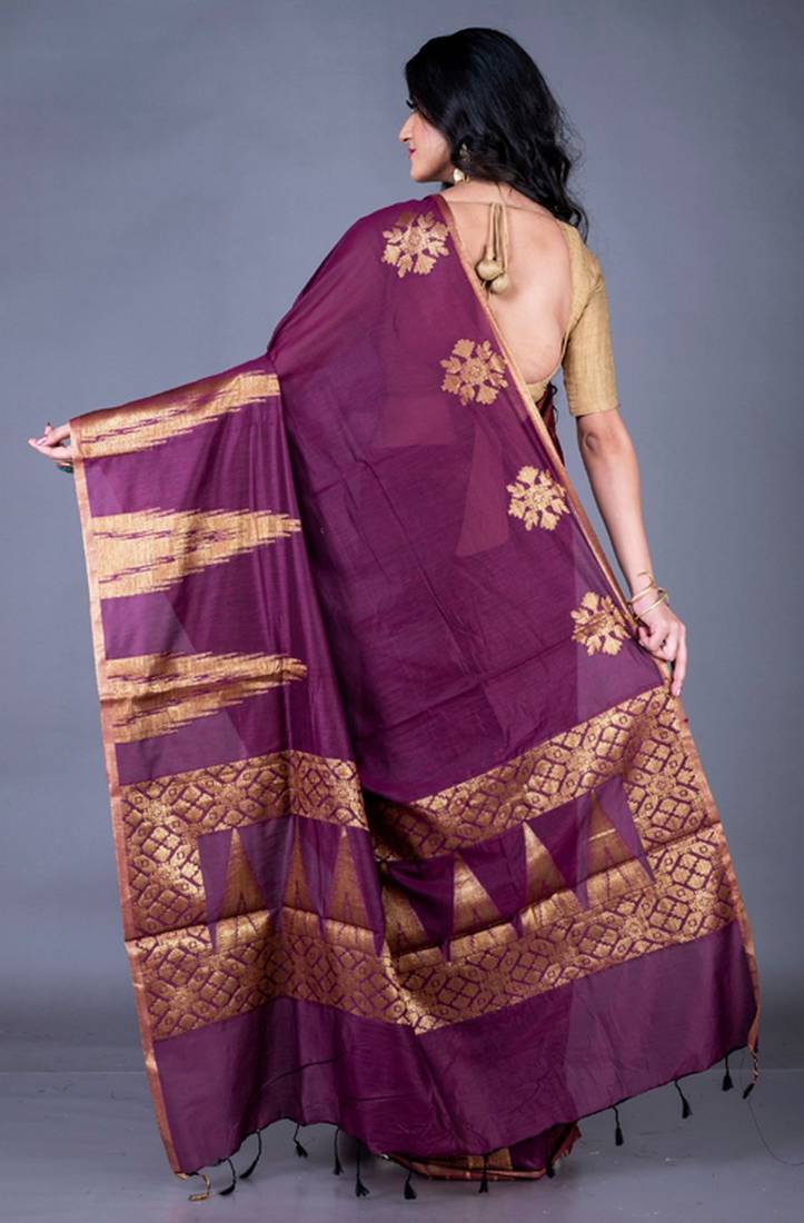 Vanarasi south chanderi silk temple border saree