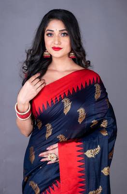 South chanderi silk temple border saree heavy butta 1