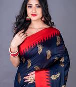 South chanderi silk temple border saree heavy butta
