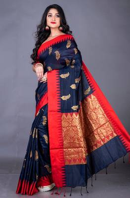 South chanderi silk temple border saree heavy butta 3