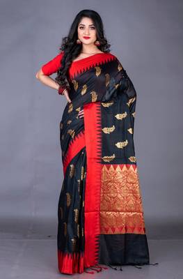 South chanderi silk temple border saree heavy butta 1