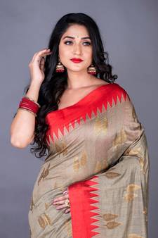 South chanderi silk temple border saree heavy butta