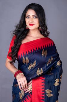 South chanderi silk temple border saree heavy butta