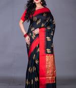 South chanderi silk temple border saree heavy butta