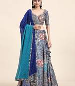 Blue Embroidered Silk Traditional Lehnga Choli with Blouse