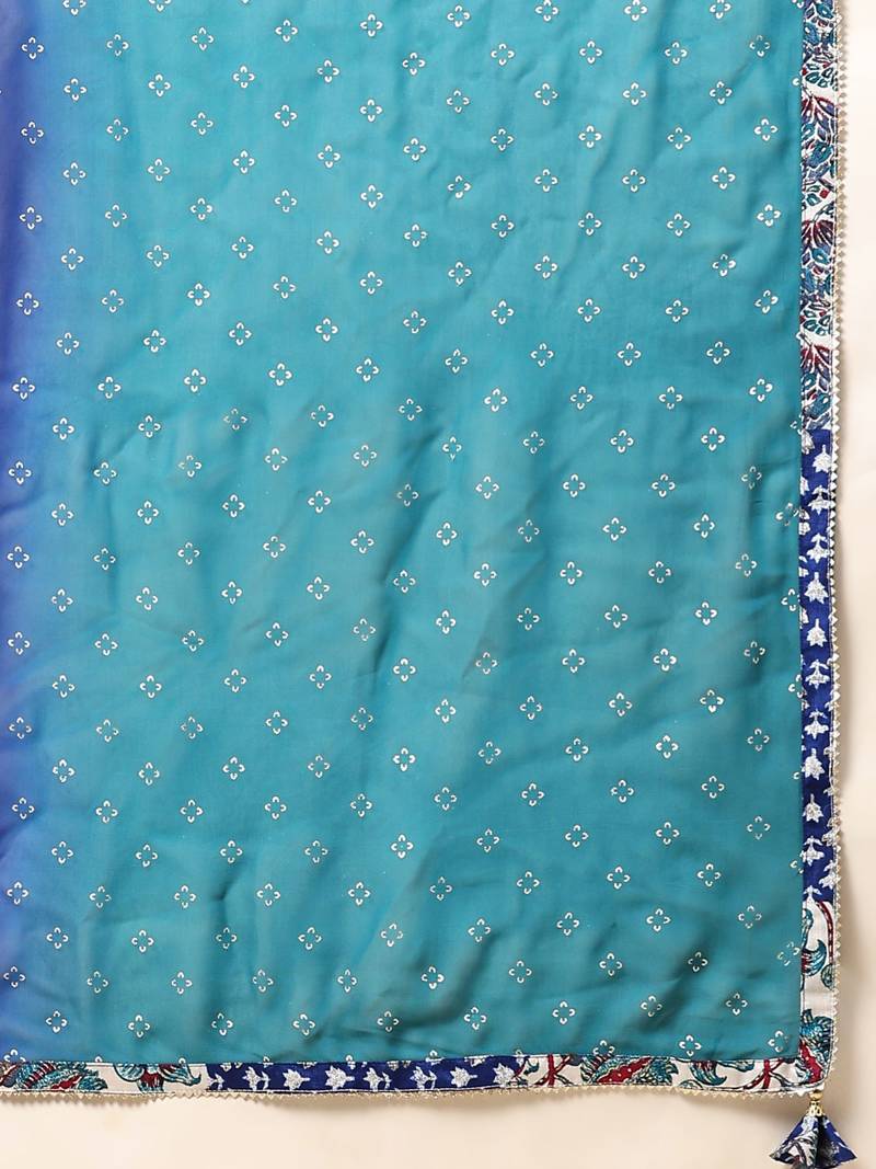 Blue Embroidered Silk Traditional Lehnga Choli with Blouse