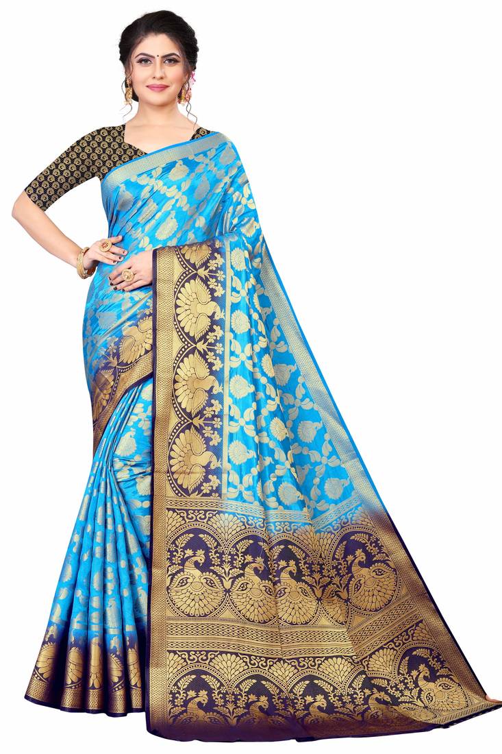 SKY BLUE BANARASI SILK SAREE 