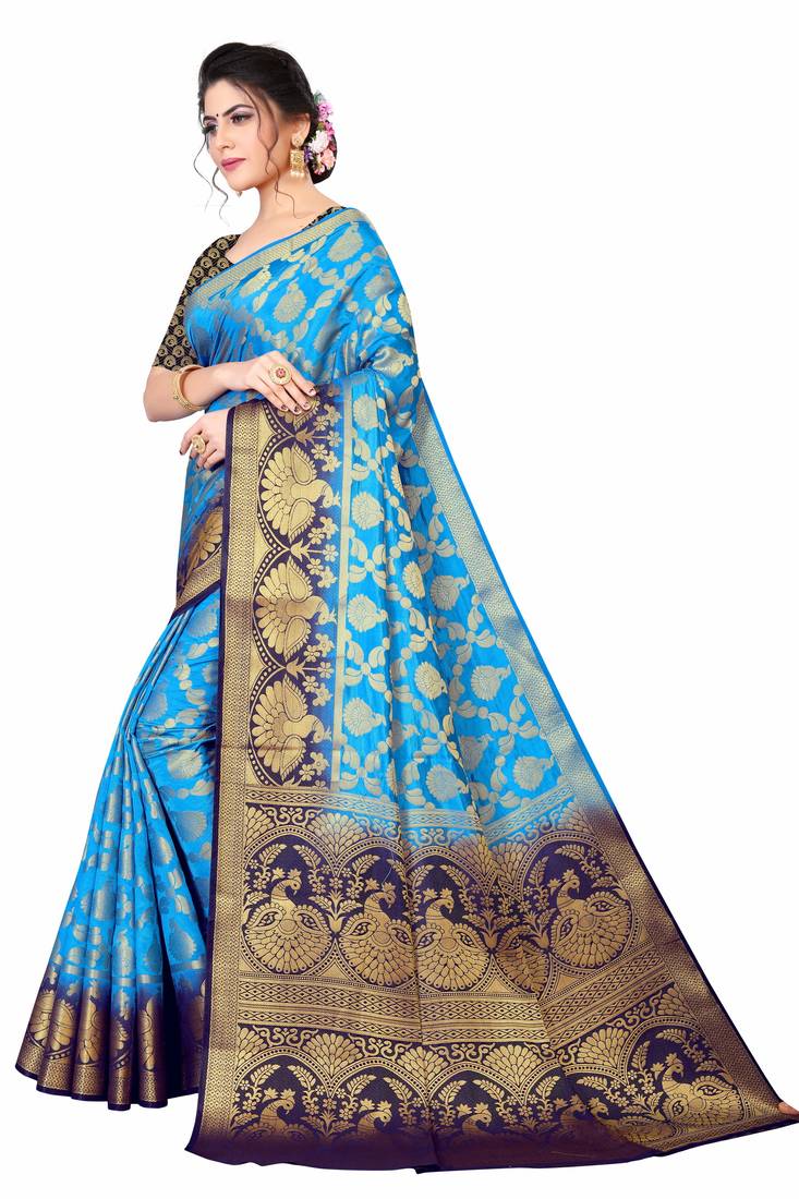SKY BLUE BANARASI SILK SAREE 