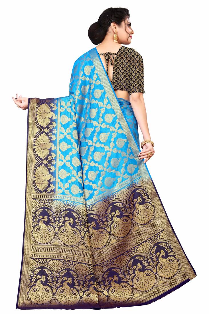 SKY BLUE BANARASI SILK SAREE 