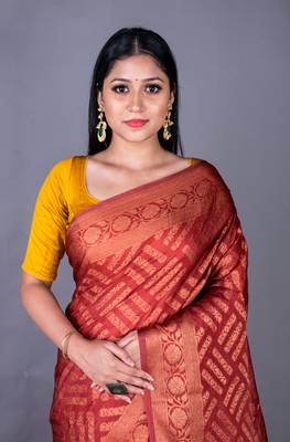 Vanarasi chanderi kota heavy border zari silk saree 1