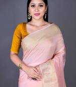 Vanarasi georgette golden border plain zari saree