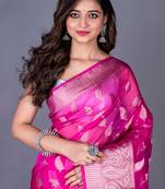 Hot Pink Banarasi Tissue Saree