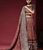 Dark Brown Embroidered Silk Traditional Lehnga Choli with Blouse