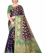 NAVY BLUE BANARASI SILK SAREE 