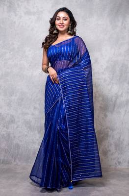 Organza saree with plain blouse 1