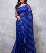Organza saree with plain blouse