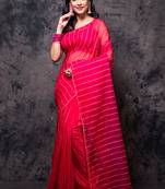 Organza saree with plain blouse