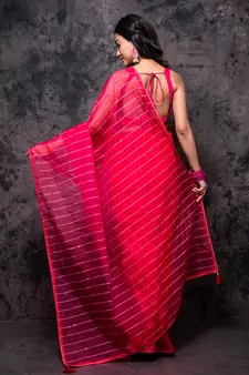 Organza saree with plain blouse