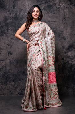 Pure russian silk saree digital print 1