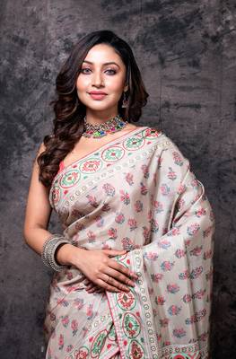 Pure russian silk saree digital print 2