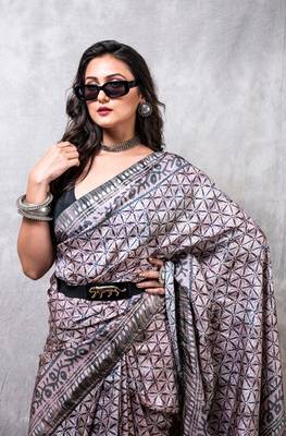 Pure russian silk saree digital print 1