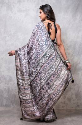 Pure russian silk saree digital print 5