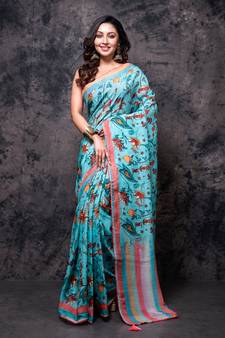 Pure viscose organza digital print saree