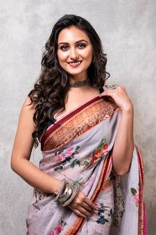 Pure viscose organza digital print saree