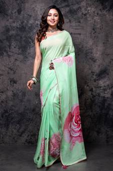 Pure viscose organza digital print saree