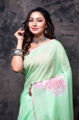 Pure viscose organza digital print saree 2