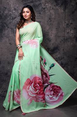 Pure viscose organza digital print saree 3