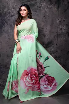 Pure viscose organza digital print saree