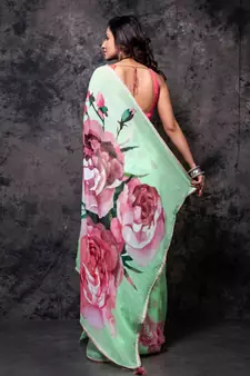 Pure viscose organza digital print saree