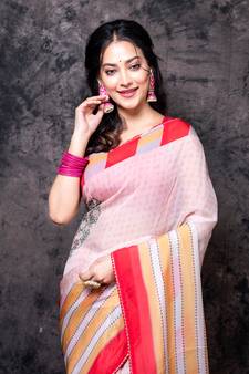 Pure viscose organza digital print saree