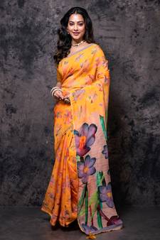 Pure viscose organza digital print saree